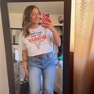 White Graphic Crop Top